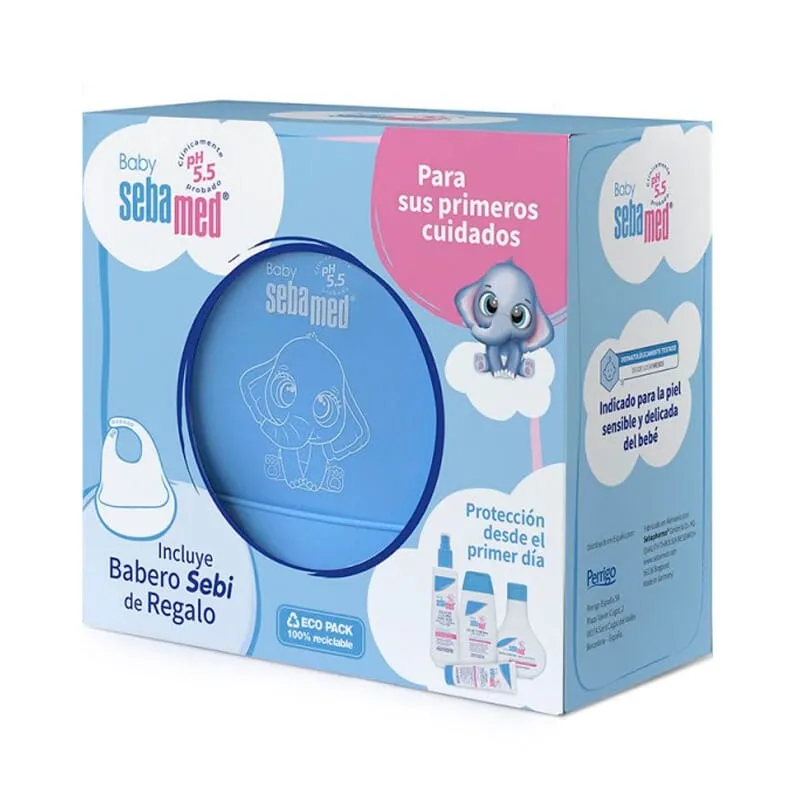 Canastilla Bebé Baño Espuma + Loción + Bálsamo + Colonia +Babero