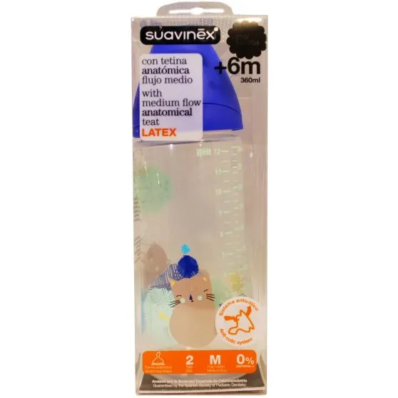 Suavinéx Biberón Tetina Anatómica Flujo Medio +6 m