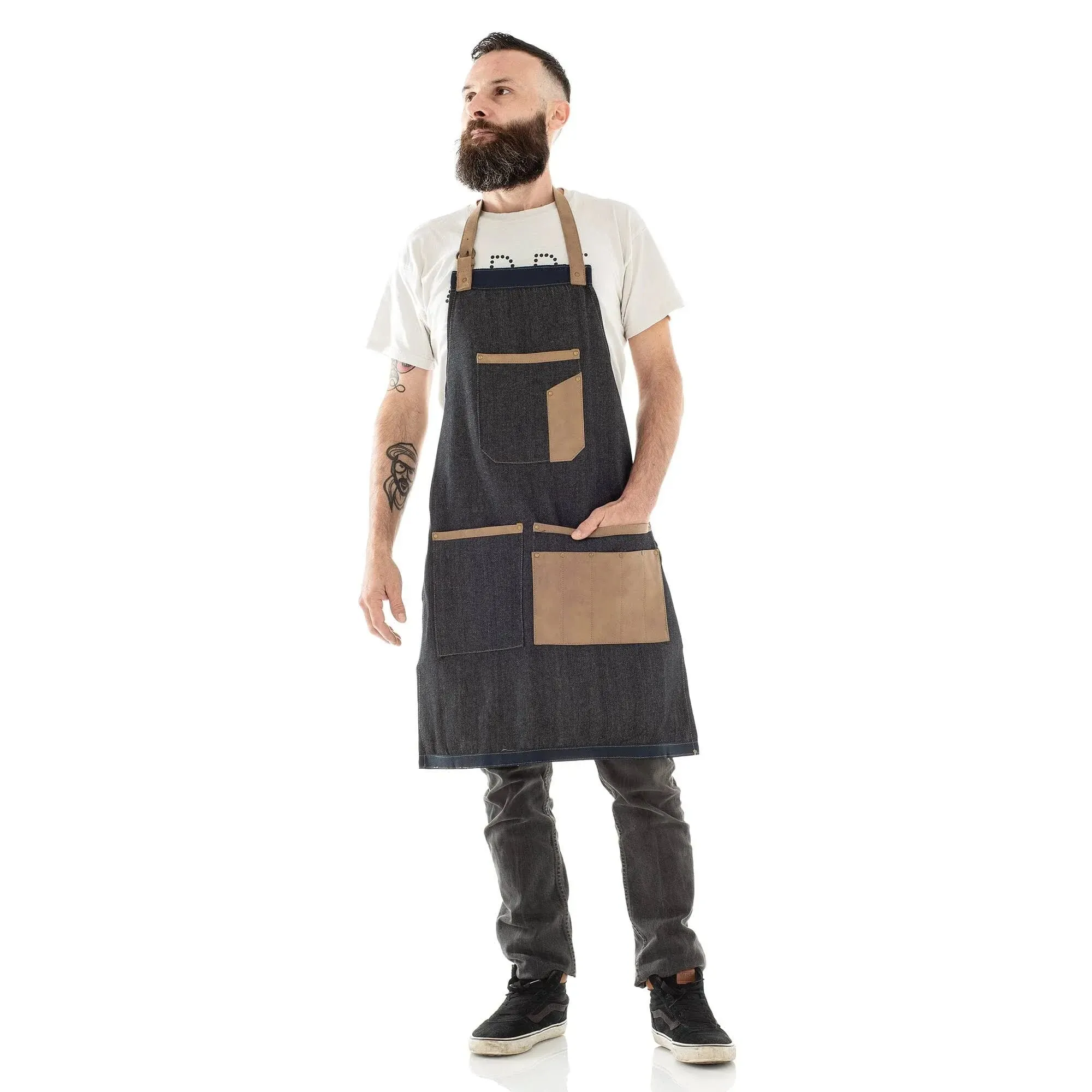 Pro Delantal Denim + Polipiel Barbero