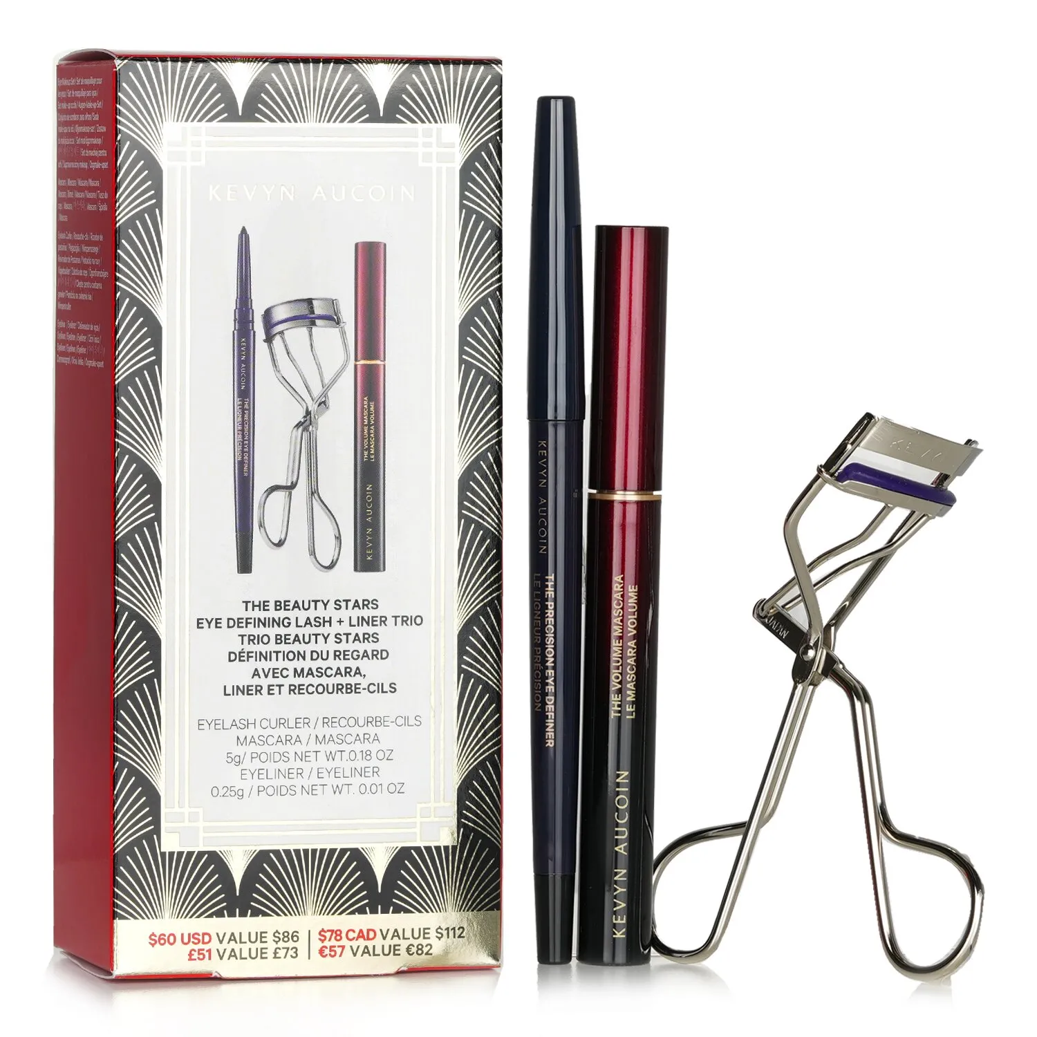 The Beauty Stars: Eye Defining Lash + Liner Trio: 1x Eyelash Curler + 1x Máscara + 1x Eyeliner