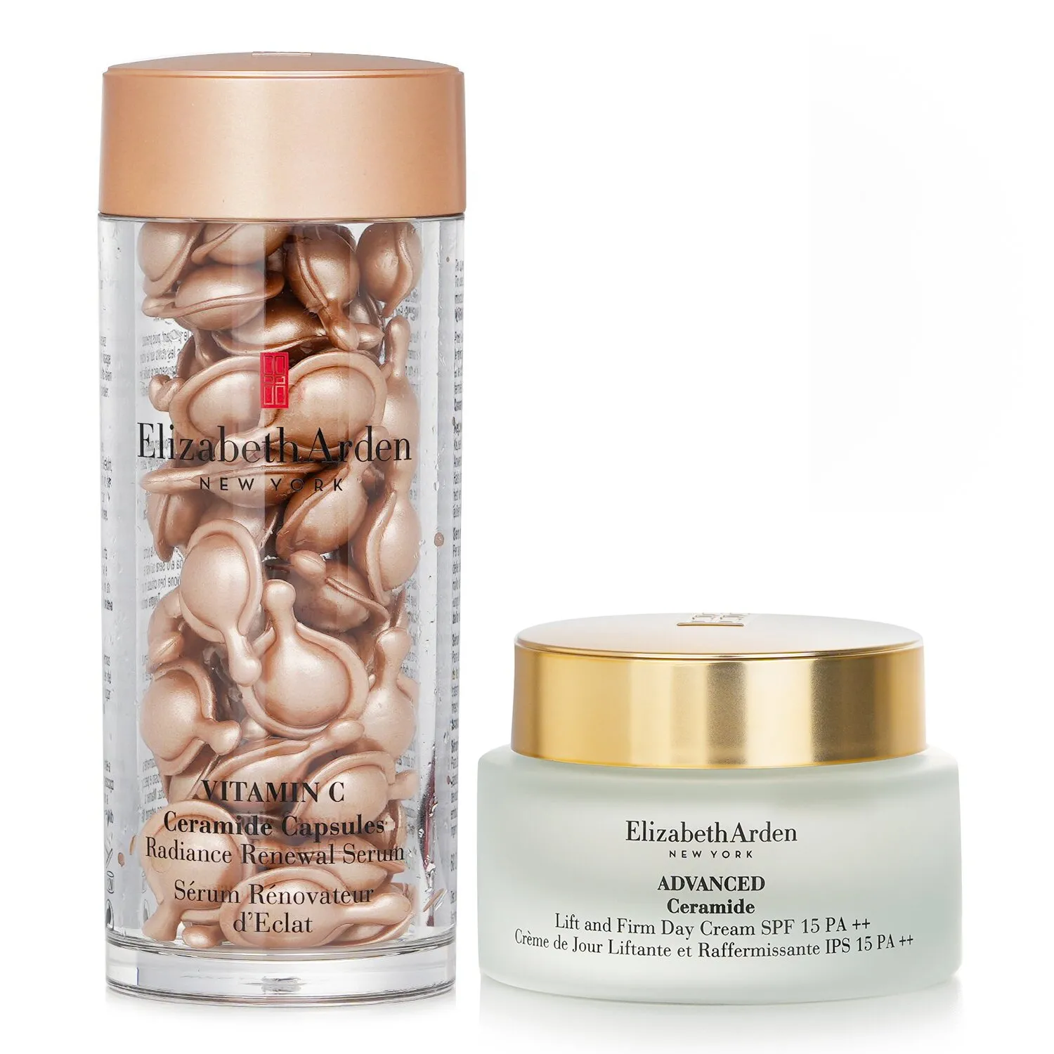 Elizabeth Arden Ceramide Vitamin C Capsules - Radiance Renewal Serum + Advanced Ceramide Lift and Firm Crema De Día SPF 15
