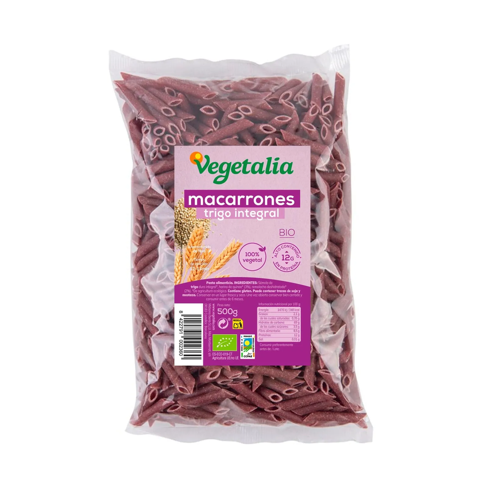 Macarrones Con Quinoa y Remolacha Bio 500g