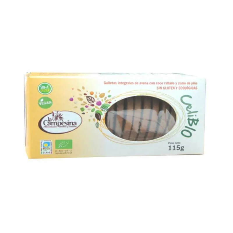 Galletas Integrales Avena Piña y Coco CeliBIO 115g