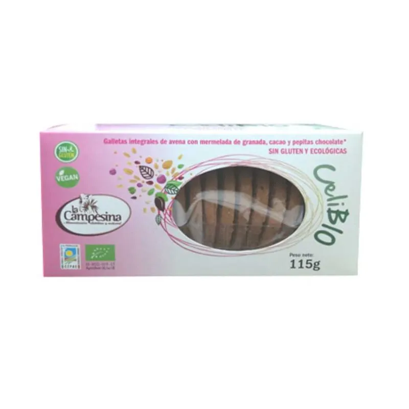 Galletas Integrales Avena Mermelada Granada y Cacao CeliBIO 115g
