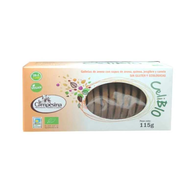 Galletas Integrales Avena Quinoa Jengibre y Canela CeliBIO 115g