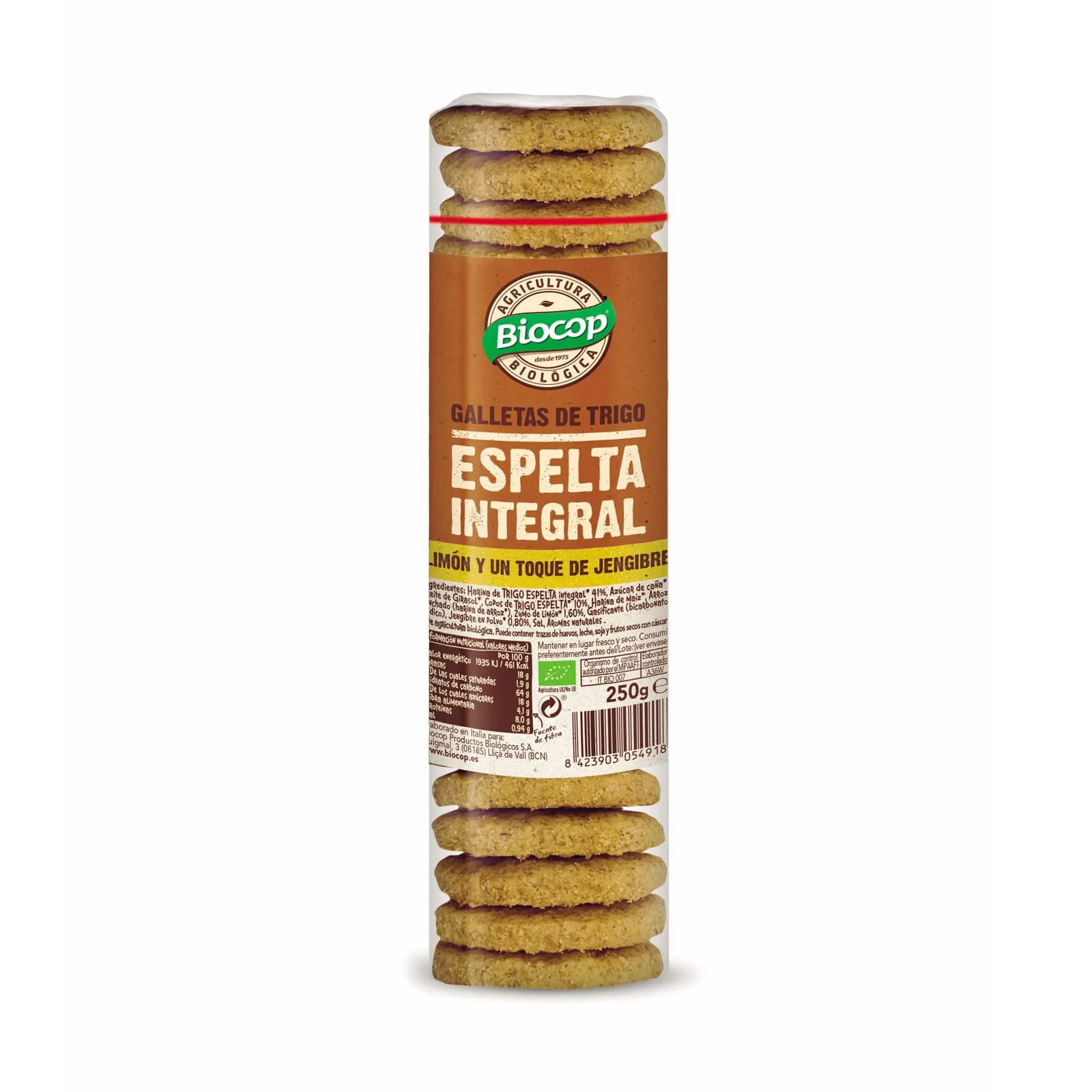 Galletas de Espelta Integral, Limón y Jengibre 250g