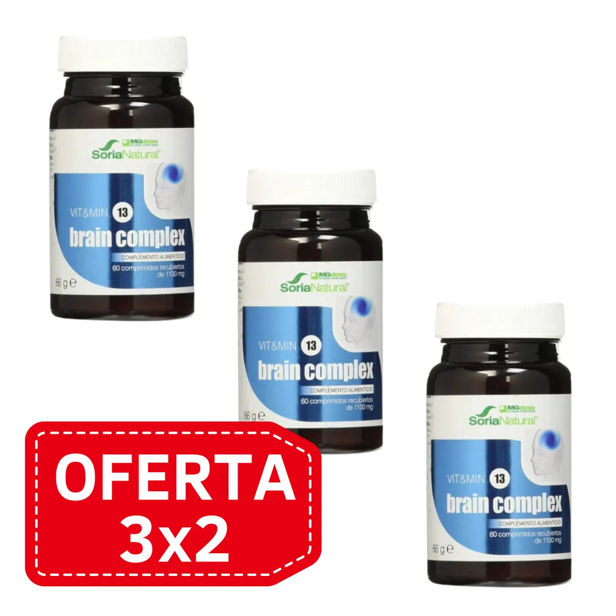Pack 3x2 Vit & Min 13 Brain Complex 60 comp Soria Natural