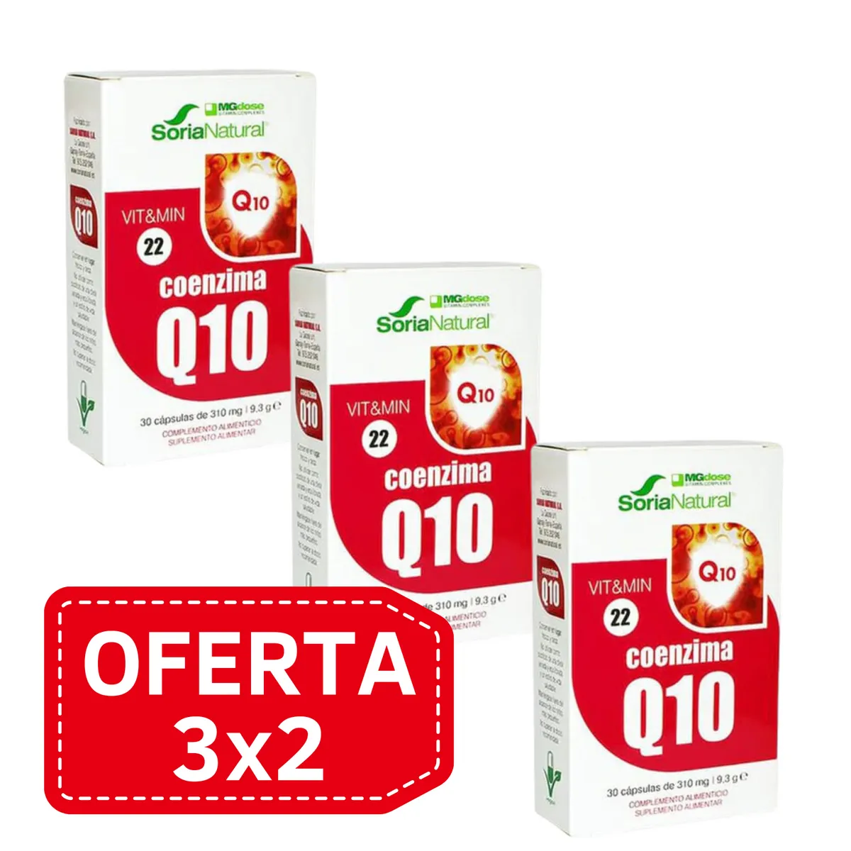 Pack 3x2 Vit & Min 22 Coenzima Q10 30 caps Soria Natural