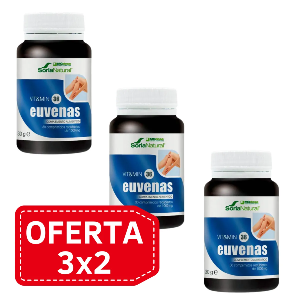 Pack 3x2 Vit & Min 36 Euvenas 30 comp Soria Natural