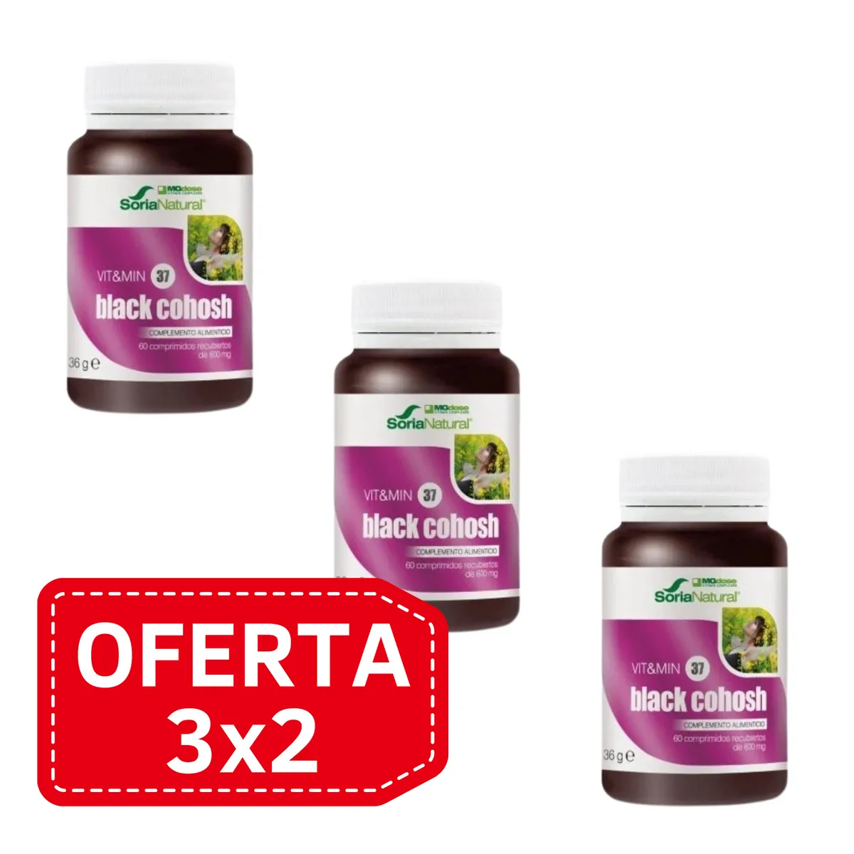 Pack 3x2 Vit & Min 37 Black Cohosh 60 comp Soria Natural