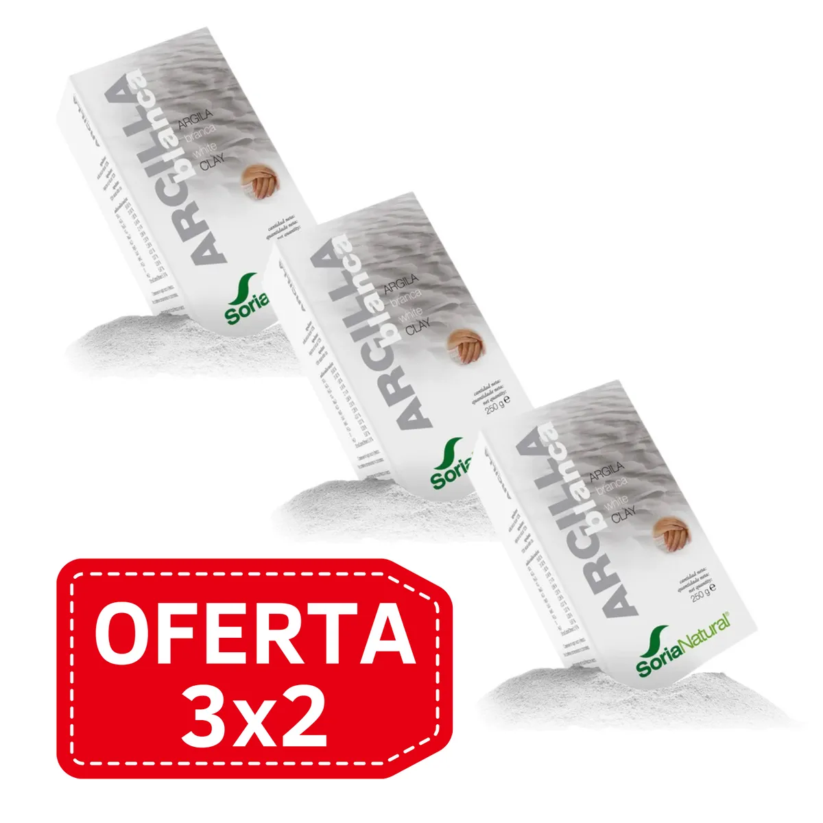 Pack 3x2 Arcilla Blanca 250gr Soria Natural.