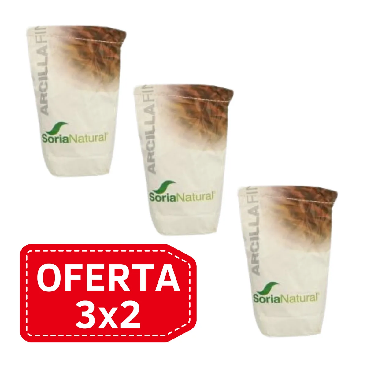 Pack 3x2 Arcilla Fina 1.000 Gr. Soria Natural