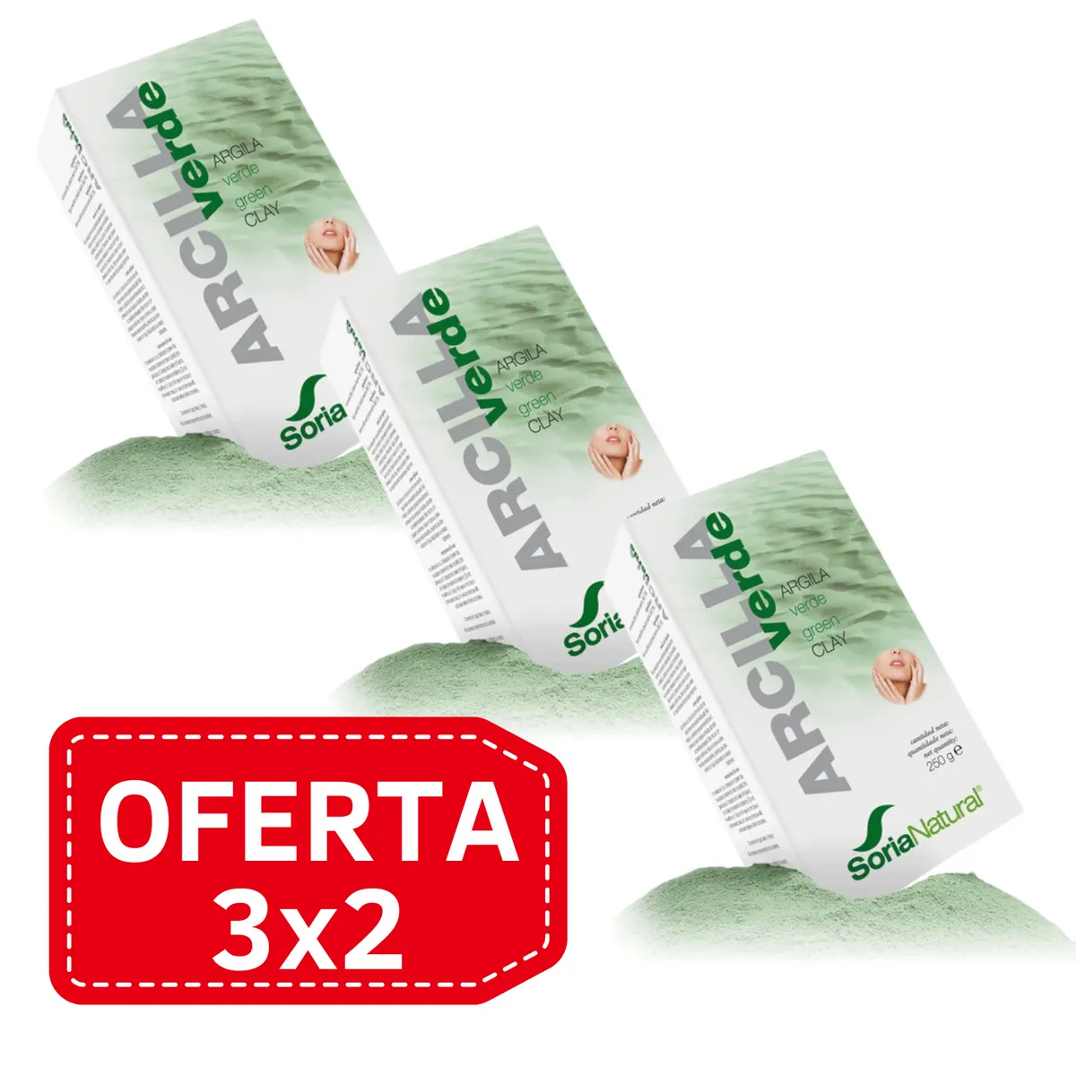 Pack 3x2 Arcilla Verde 250gr. Soria Natural