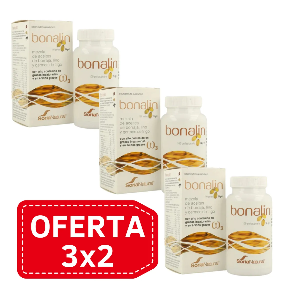 Pack 3x2 Bonalin 100 perlas Soria Natural