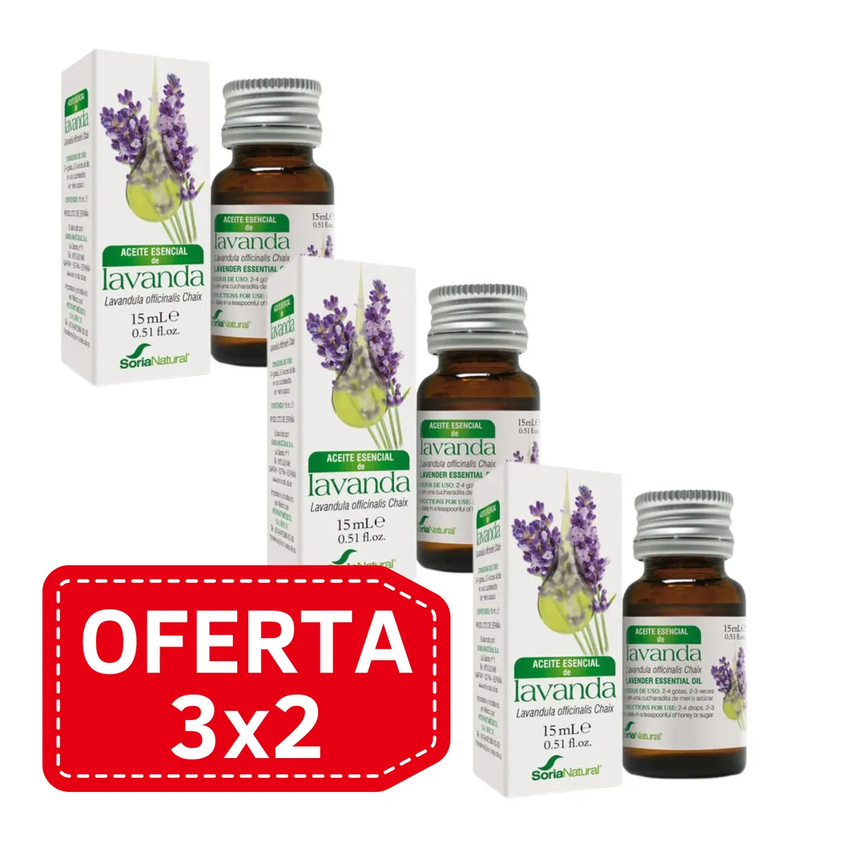 Pack 3x2 Aceite esencial de Lavanda 15ml. Soria Natural