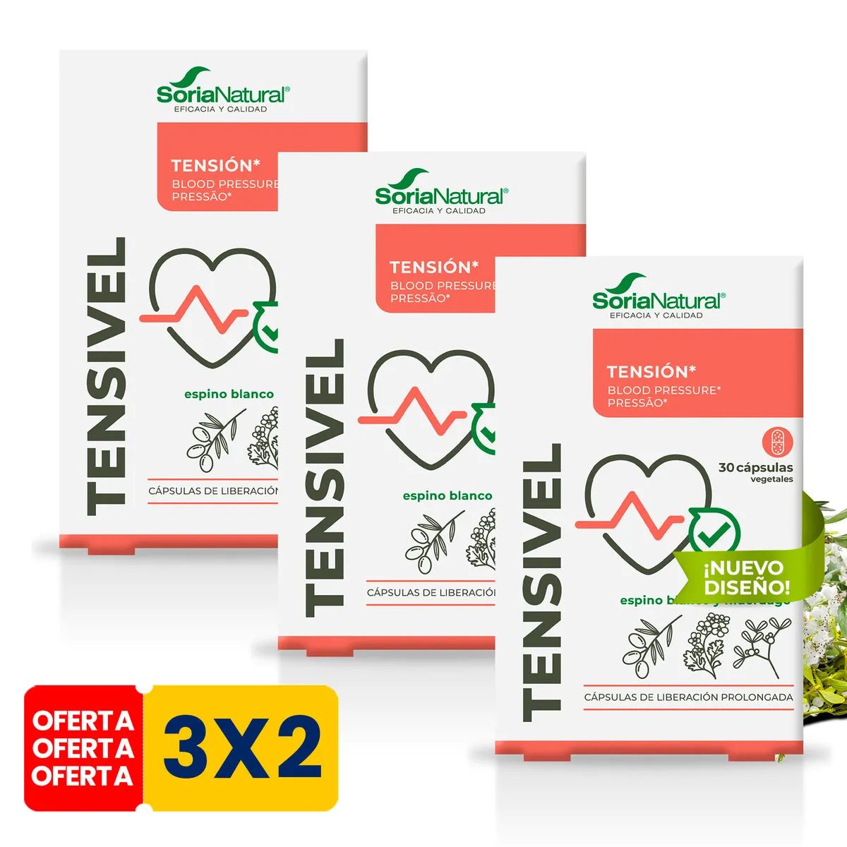 Pack 3x2 21C Tensivel 30 cápsulas Soria Natural