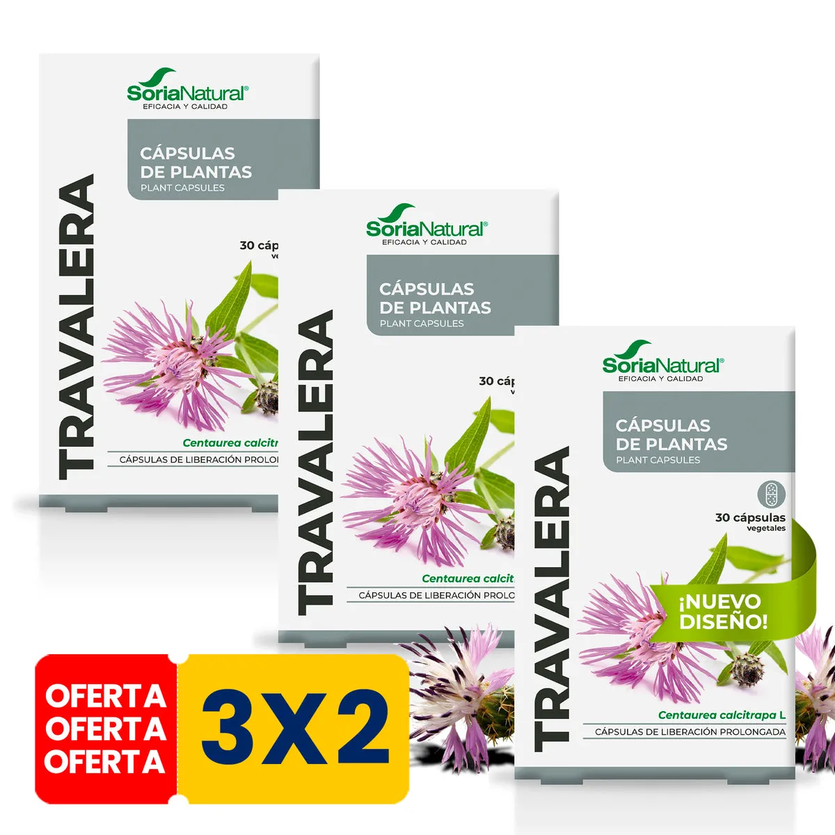Pack 3x2 Capsulas 33S Travalera Lib. Prol. 30caps. Soria Natural