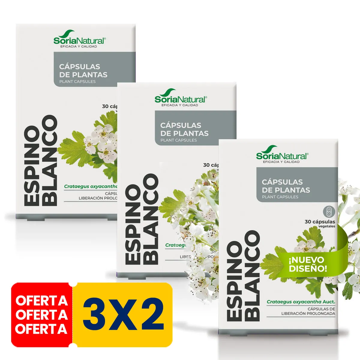 Pack 3x2 Capsulas 17S Espino Blanco Lib. Prol. 30caps. Soria Natural