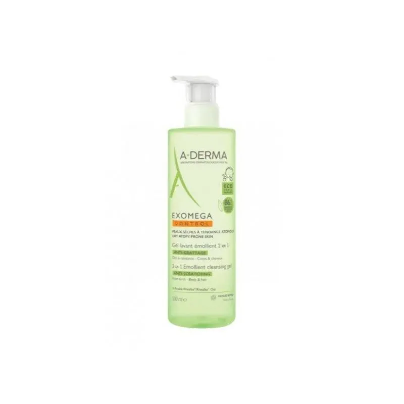 A-Derma Exomega Gel Limpiador Emoliente 2 en 1 Cuerpo y Cabello 500 ml