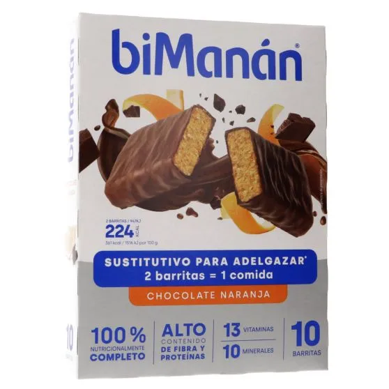 biManán beSlim Barritas Sabor Chocolate y Naranja