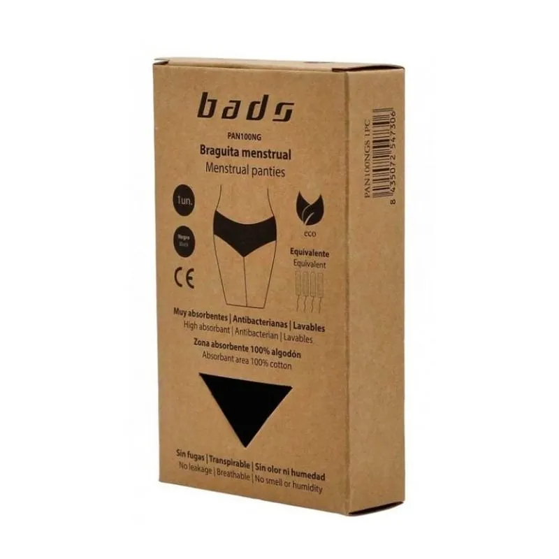 Bads Braguita Menstrual Color Negro 1 unidad talla 2XL