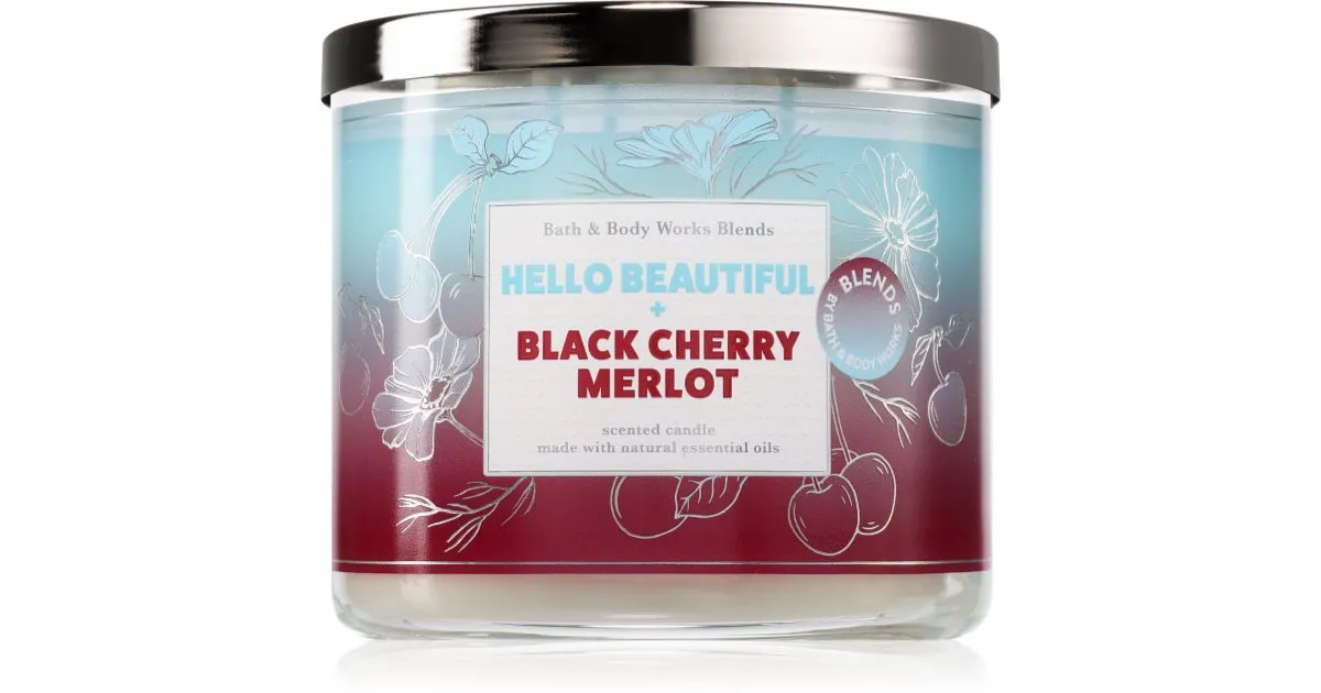 Bath & Body Works Hello Beautiful + Black Cherry Merlot scented candle 411 g