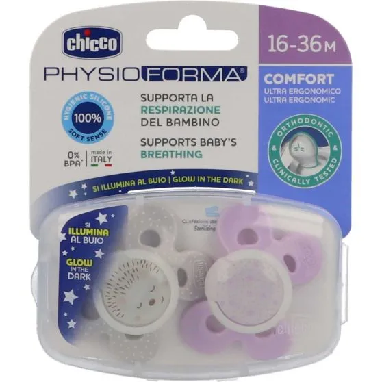 Chicco 2 Chupetes Comfort Night 16-36 meses