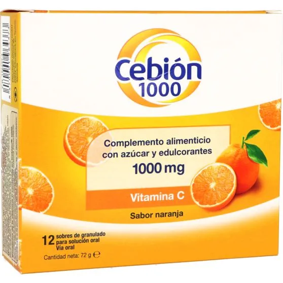 Cebión 1000 mg Vitamina C Naranja 12 Sobres