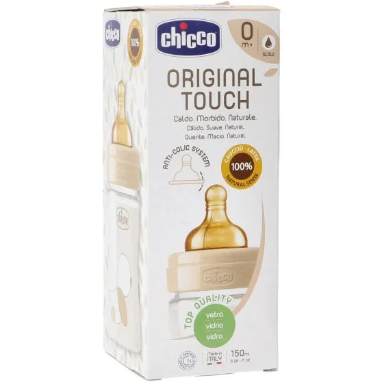 Chicco Biberón Vidrio Original Touch Flujo Lento +0 meses 150 ml