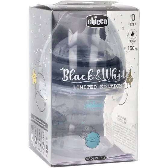 Chicco Biberón Black & White Flujo Lento 150 ml
