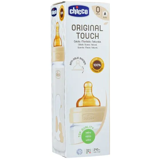 Chicco Bibe Original Touch Vidrio +0 meses Látex 240 ml