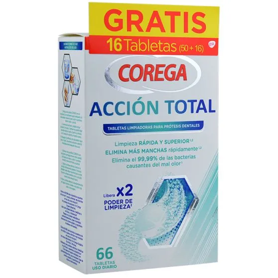Corega Pastillas Acción Total 66 tabletas