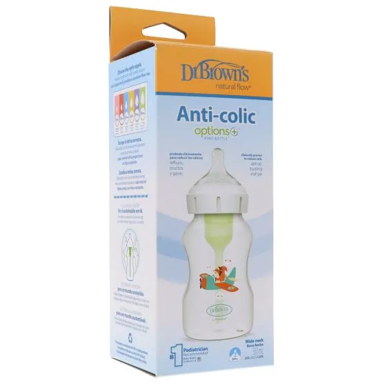 Dr Brown's Biberón Ancho Anticólicos +3m 330 ml