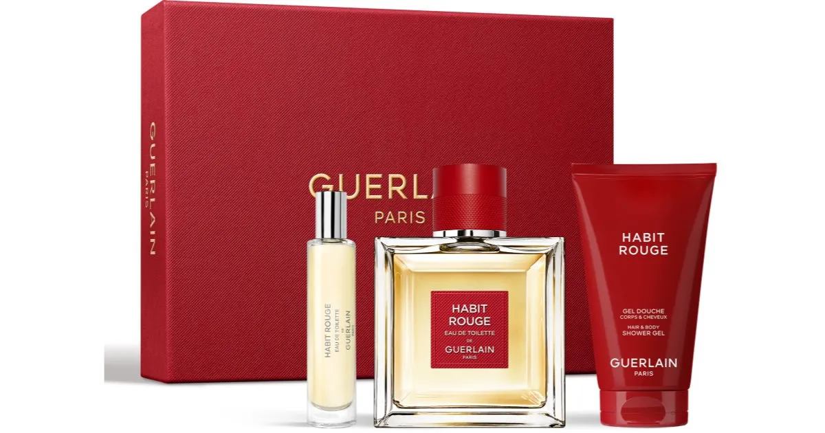 GUERLAIN Habit Rouge Gift Set for Men GUERLAIN Habit Rouge Edt 100 ml + GUERLAIN Habit Rouge edt 10 ml + shower gel 75 ml
