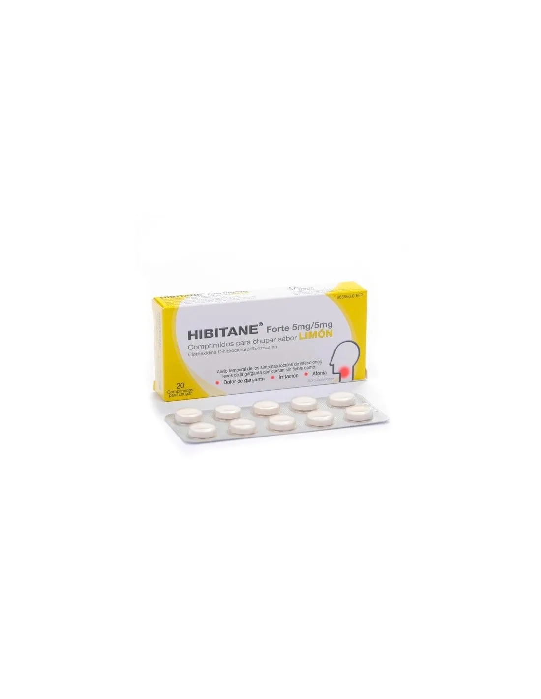 Hibitane 5 mg/5 mg 20 comprimidos para chupar sabor limón