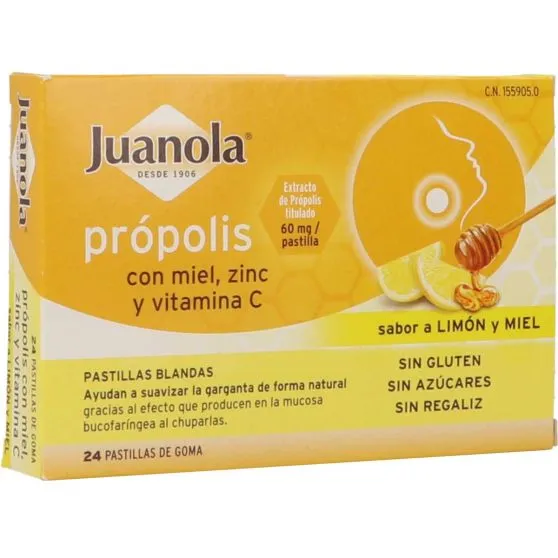 Juanola Pastillas Blandas de Própolis con Miel, Zinc y Vitamina C