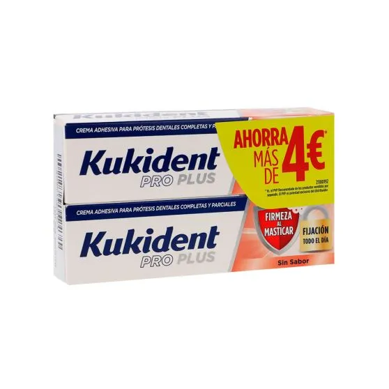 Kukident Pro Plus Duplo Crema Adhesiva Prótesis Dentales 2x40 gr