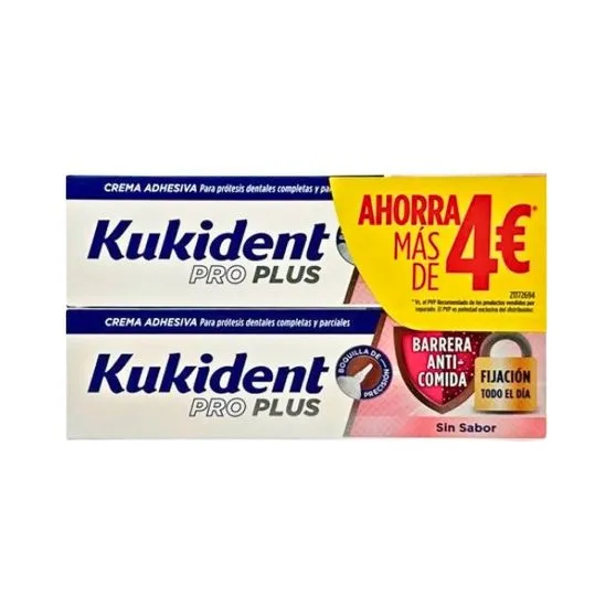 Kukident Pro Plus Duplo Crema Adhesiva Barrera Anticomida 2x40 gr