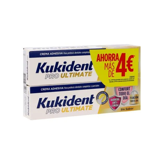 Kukident Pro Ultimate Duplo Crema Adhesiva Prótesis Dentales