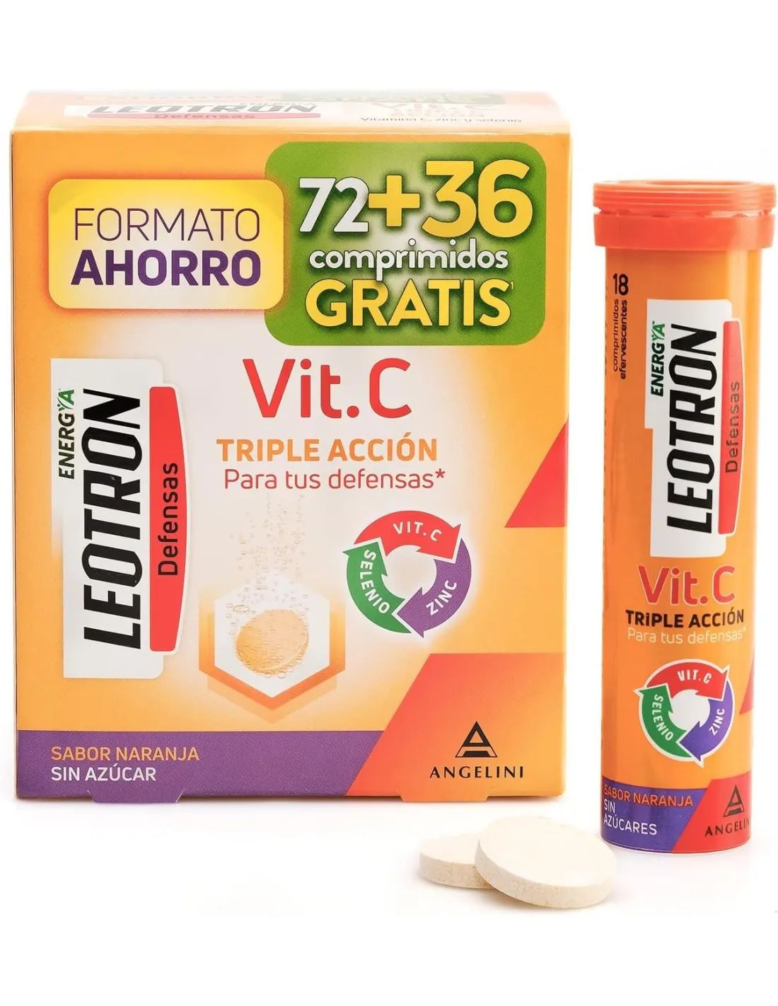 LEOTRON Defensas Vit. C Triple Acción Sabor 72+36 Unidades