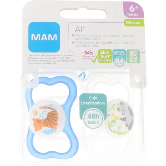 Mam Air Chupetes Silicona Azul +6 meses