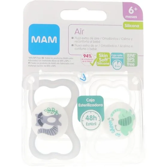 Mam Air Chupetes Silicona Gris +6 meses