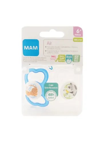 MAM CHUPETE SILICONA AIR +6 MESES AZUL 2 UNIDADES