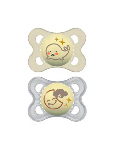 MAM CHUPETE SILICONA ORIGINA NIGHT UNISEX 0+ 2U