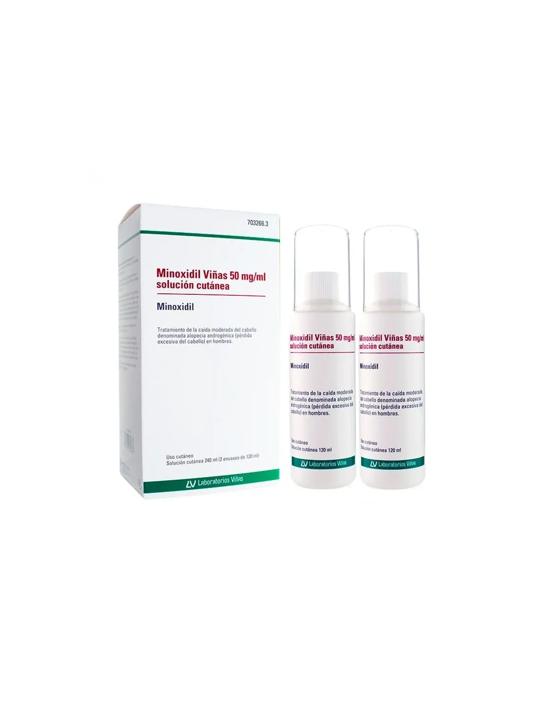 Minoxidil Viñas 50 mg/ml solución cutánea 2 frascos 120 ml