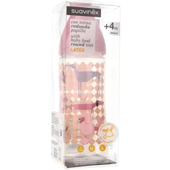 Suavinex Biberón Tetina Redonda Papilla +4m