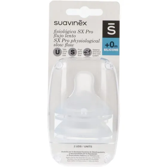 Suavinex Tetina Fisiológica Silicona SX Pro Flujo Lento +0M