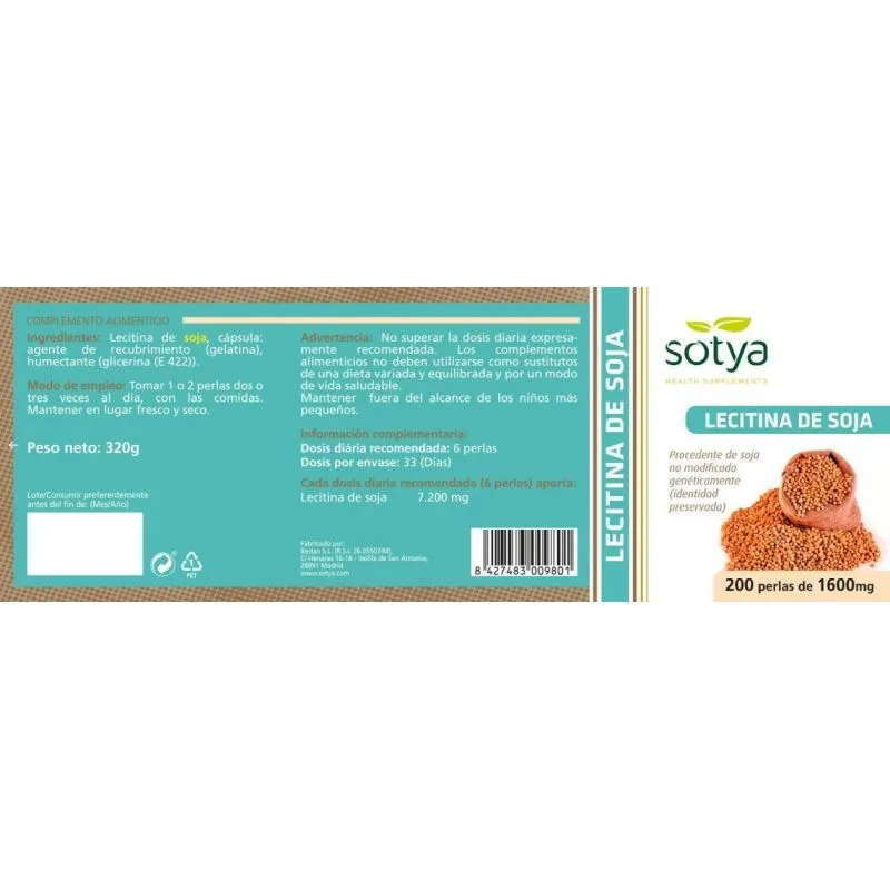 Sotya Lecitina de Soja 200 Perlas