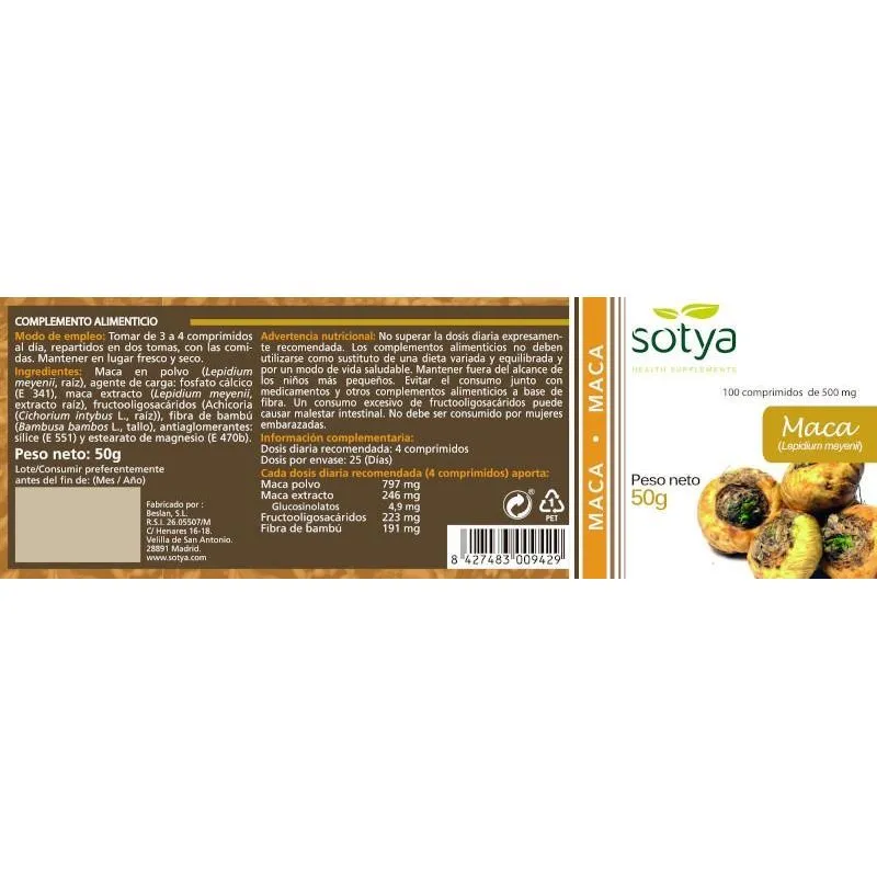 Sotya Maca 100 Comprimidos