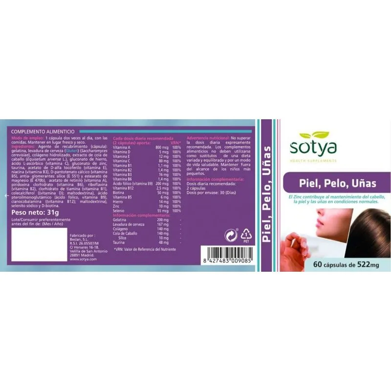 Sotya Piel, Pelo y Uñas 60 Cápsulas